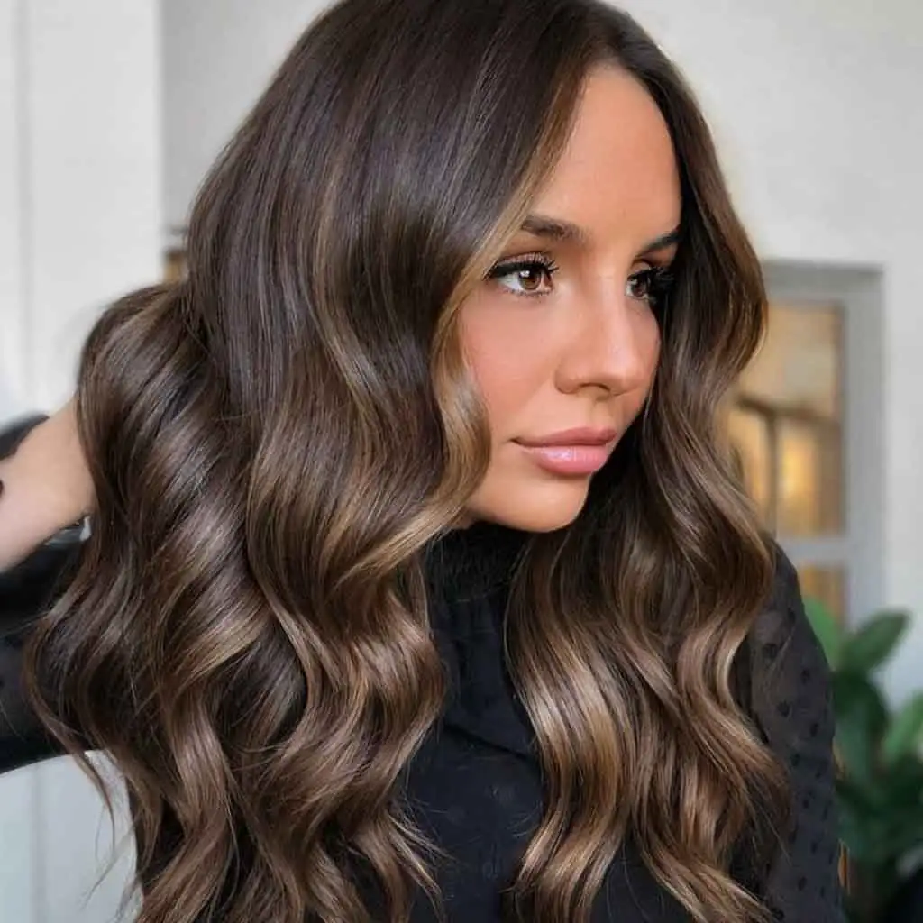 Brunette Caramel Balayaged Money Piece