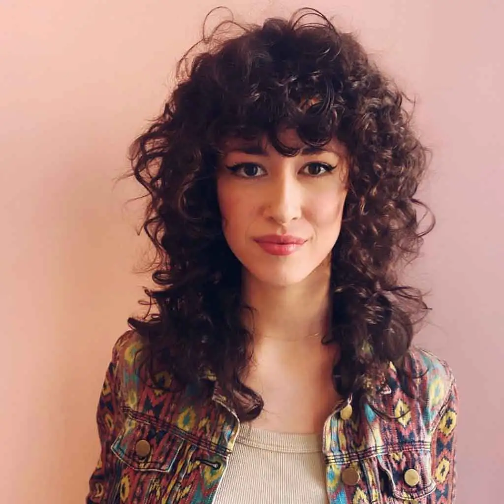 Curly Shaggy Mullet With Bangs