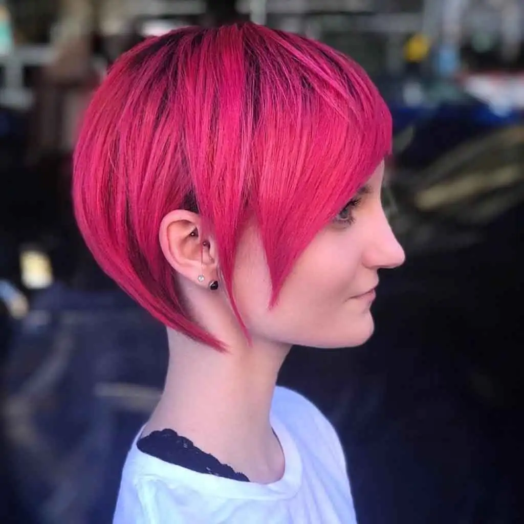 Lixie Bob Cut on Neon Pink Hair