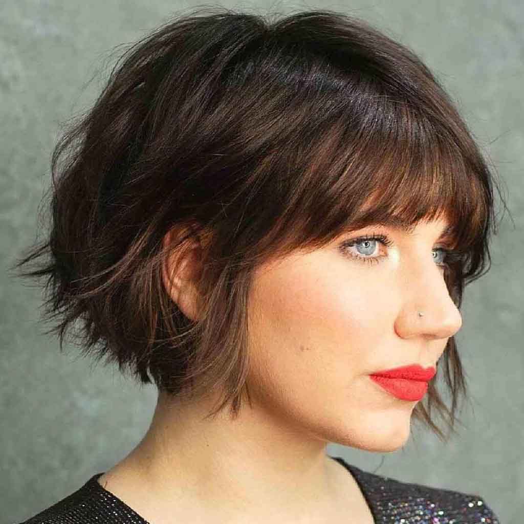 Choppy Textured Short Bob Cut With Bangs