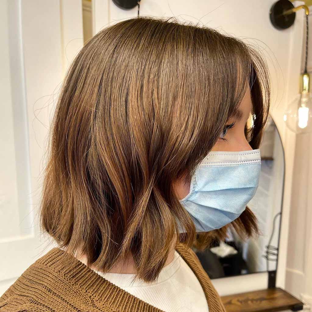 Soft Brown Wavy Choppy Bob