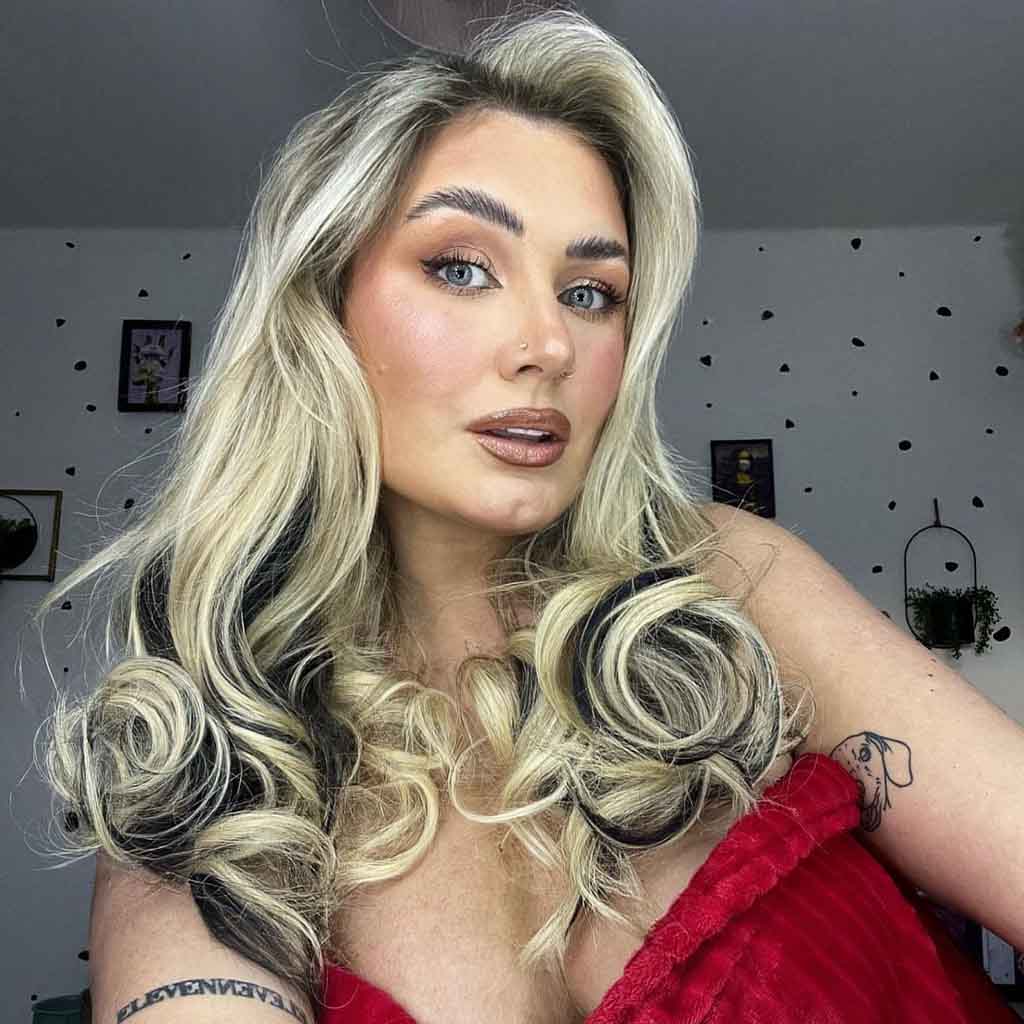 Blonde Black Mob Wife Hair With Curly Ends