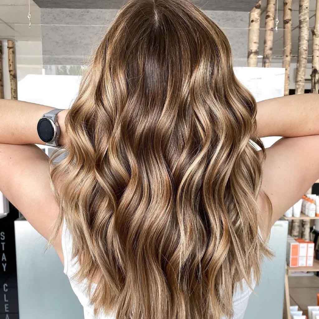 Caramel Blonde Balayage on Brown Hair