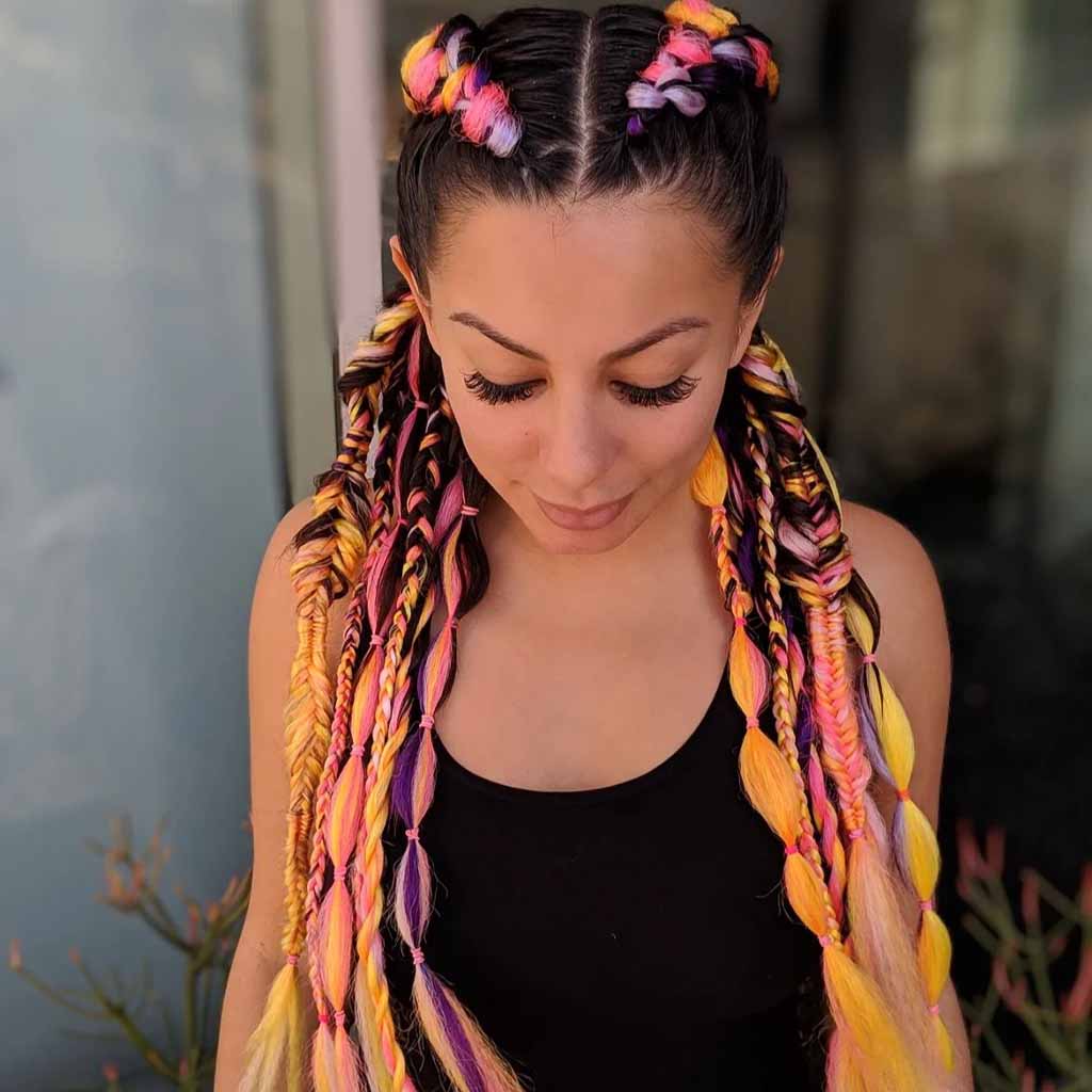 Festival Colorful Rave Braids