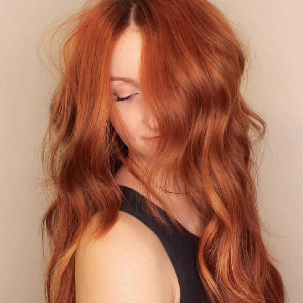 Messy Brown Hair With Ginger Highlights and Face Layers