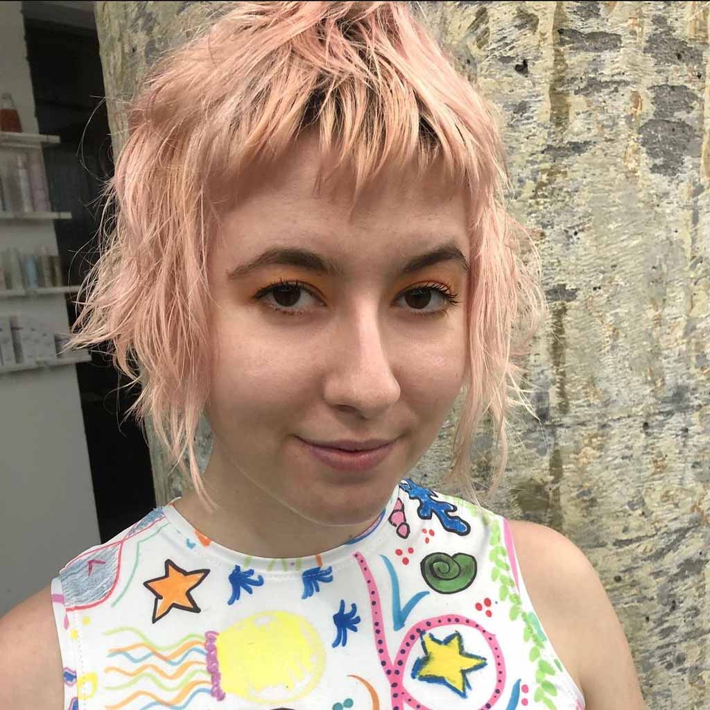 Punk Style Pink Layered Choppy Bob