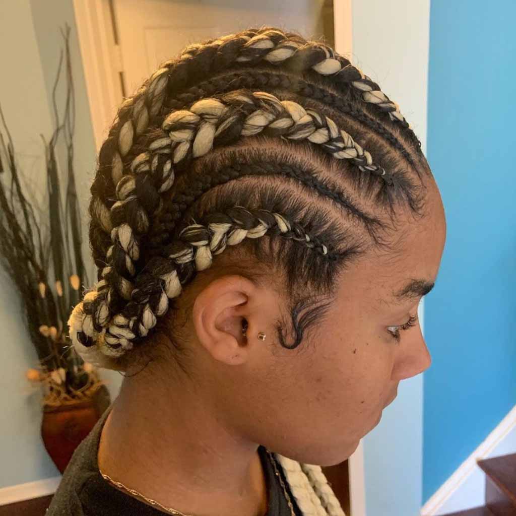 Slicked Back Blonde Black Cornrows