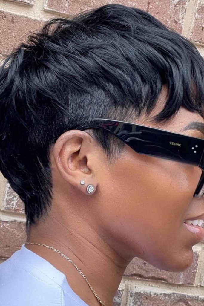 Chopped Mob Straight Pixie Cut on Black Hair
