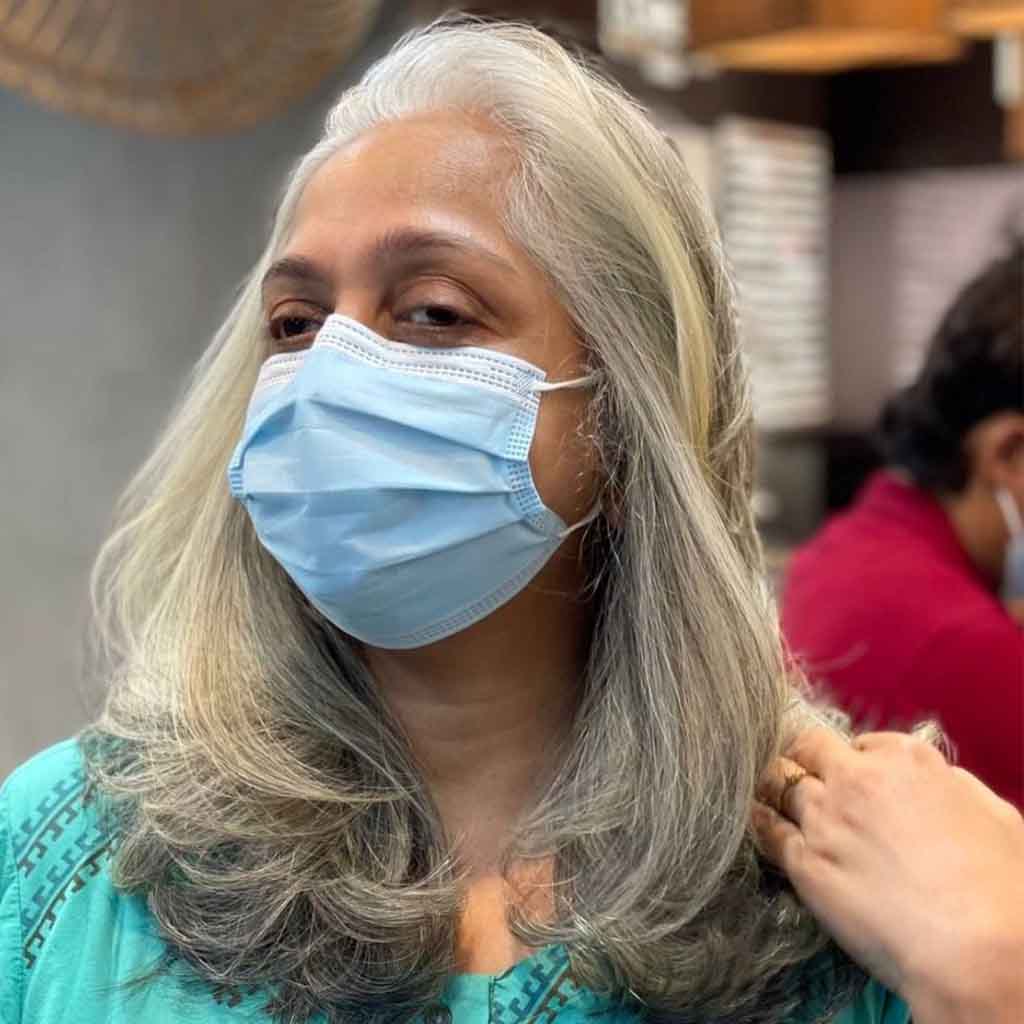 Medium Grey Layered Hair