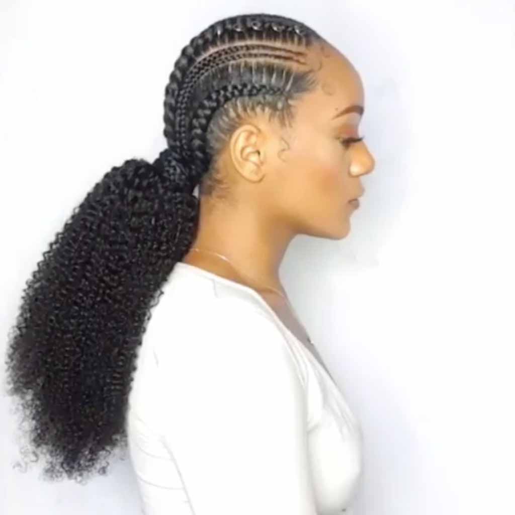 Curly Ponytail With Goddess Cornrows
