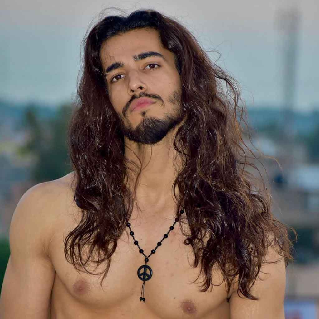 Long Wavy Center-Parted Dark Brown Hair