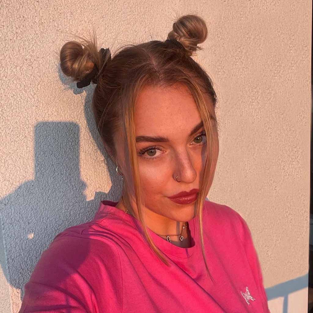 Brown Space Buns With Tendrils