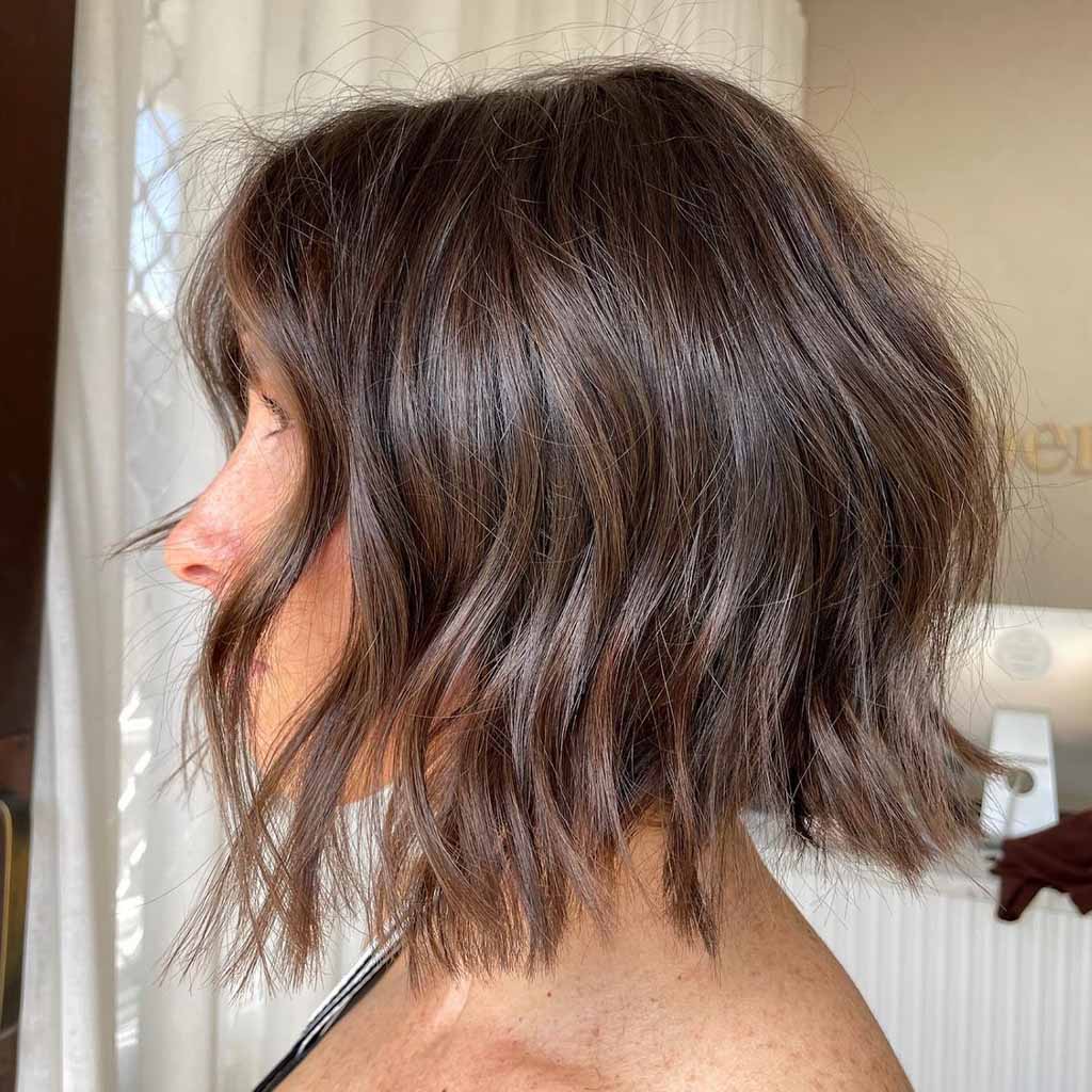 Brunette Textured Choppy Bob