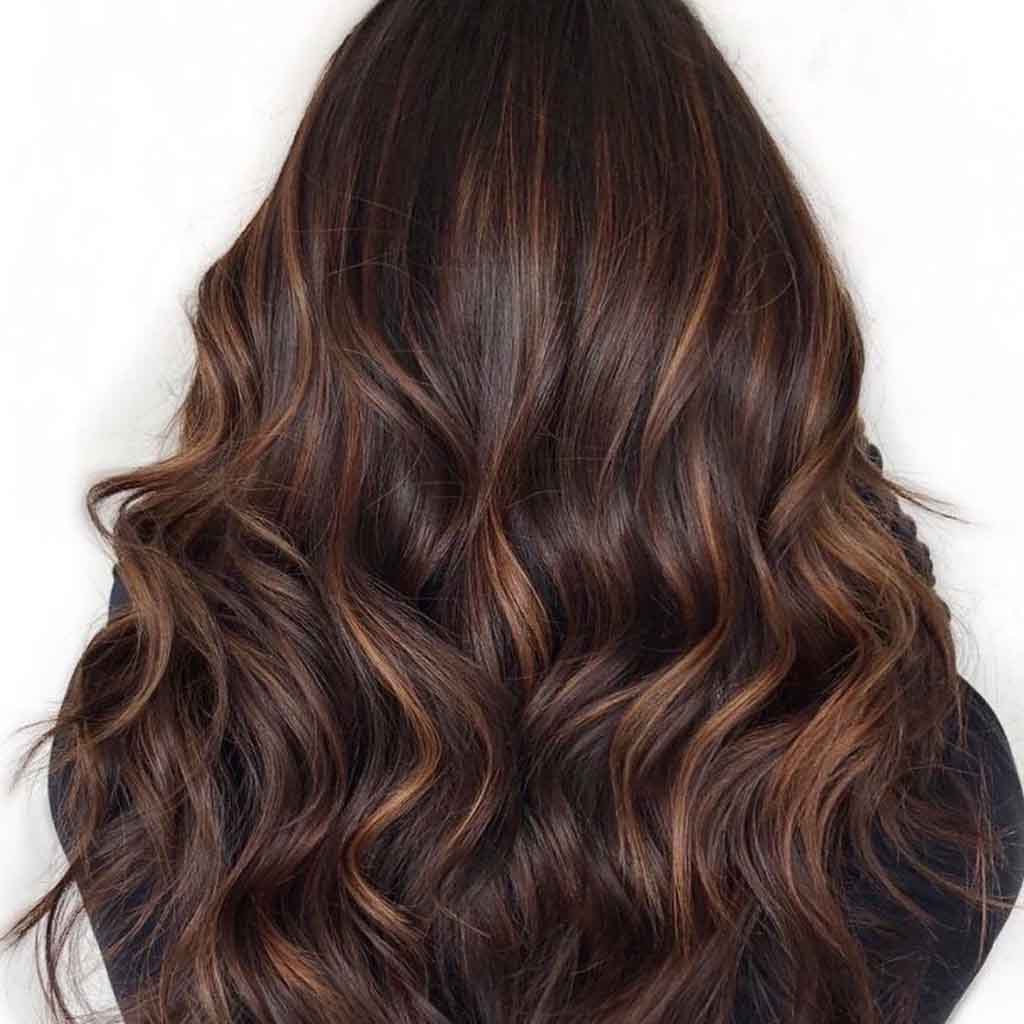 Caramel Highlights With a Global Brown Hair