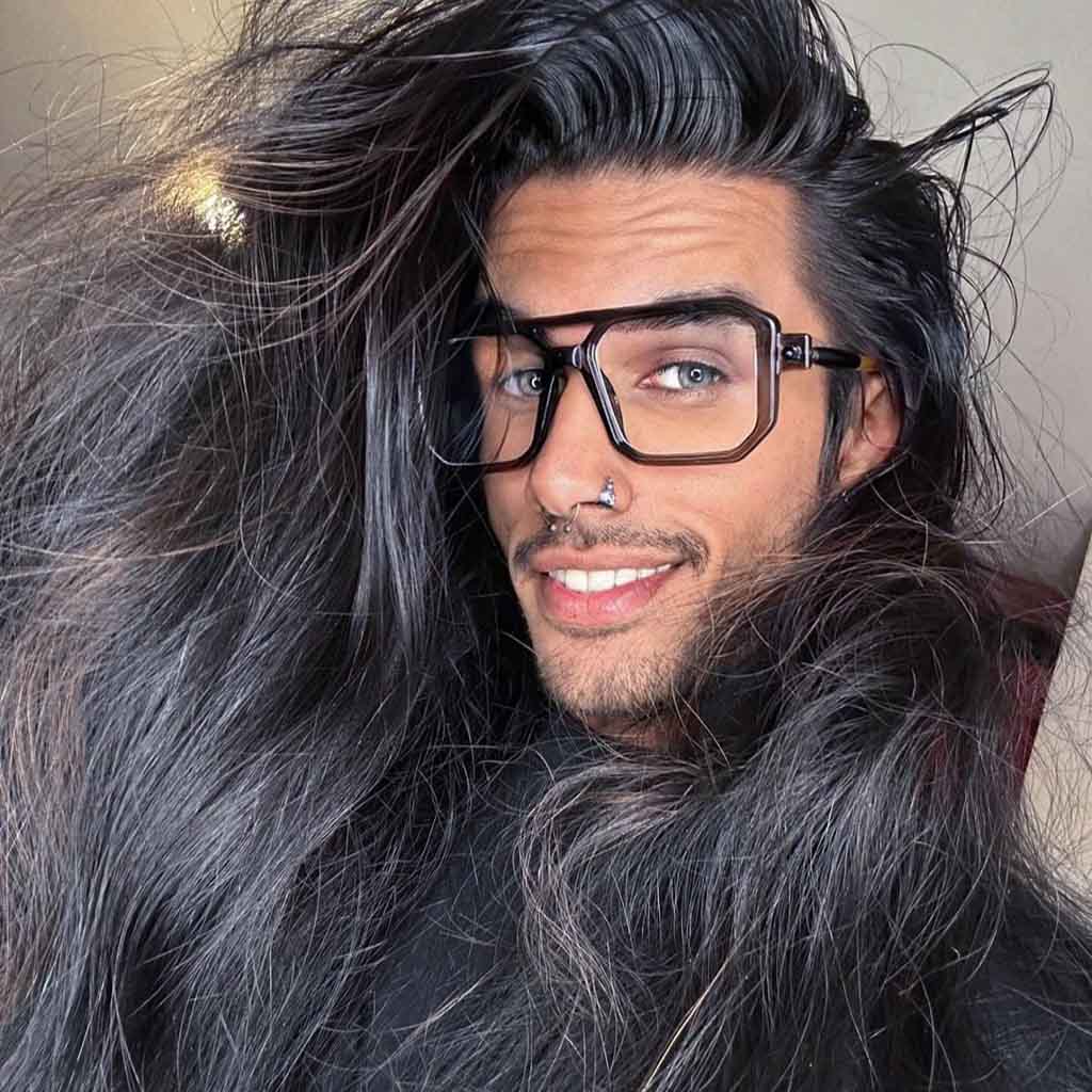 Long Black Fluffy Tousled Hair
