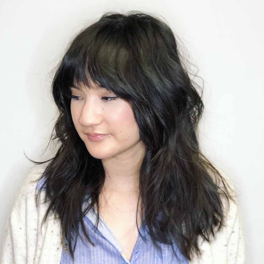 Messy Black Gypsy Shag With Face-Framing Layers and Bangs