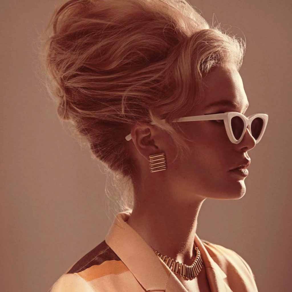 Messy Wavy Blonde Beehive With Wavy Strand
