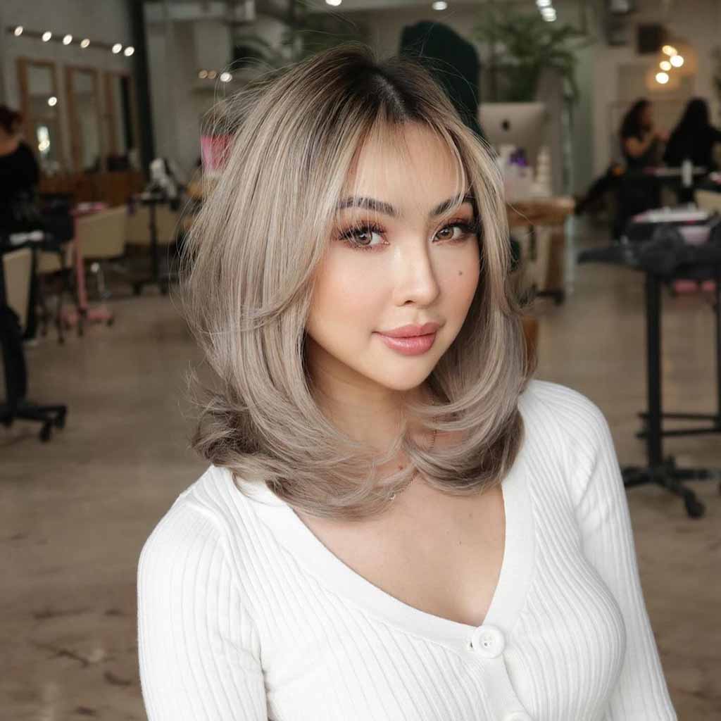 Sleek Lob With Layered Edges