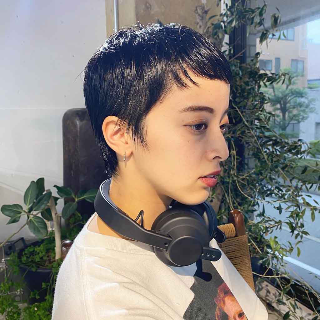 Soft Black Straight Pixie Cut