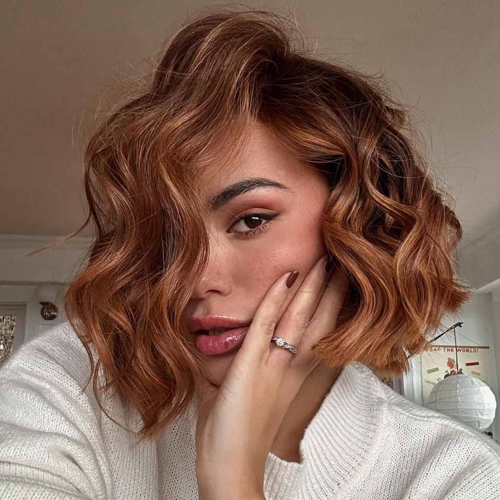 Tangerine Ginger Short Wavy Hair