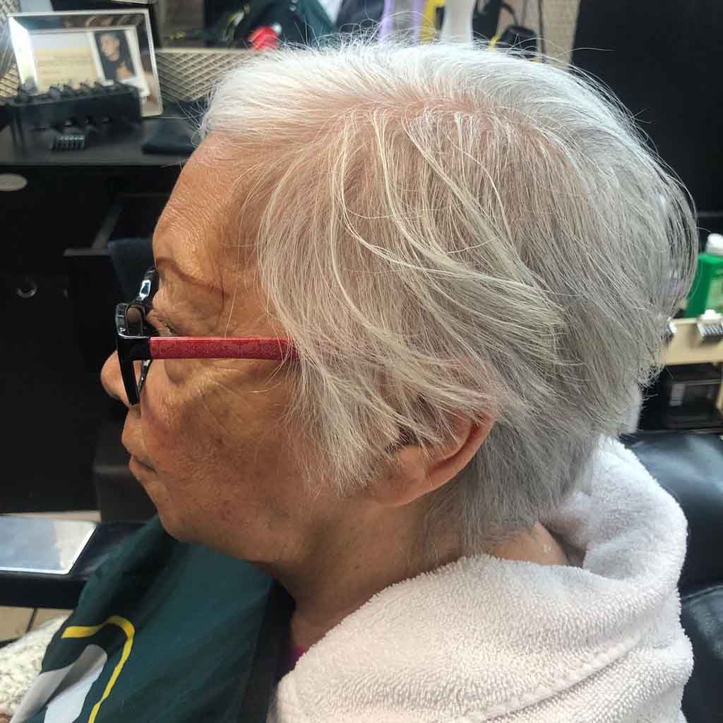 Very Short Bob Cut for White Hair