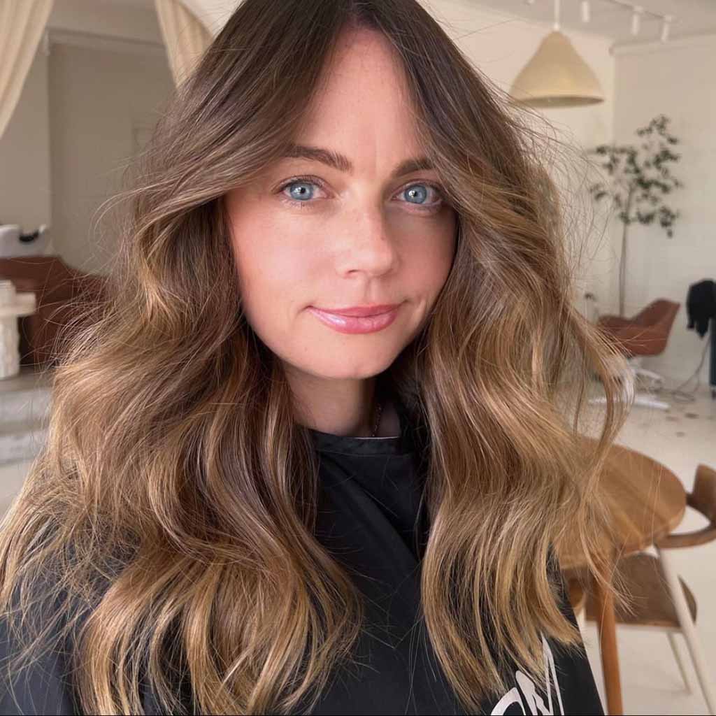Caramel-Honey Brunette on Long Wavy Long Hair