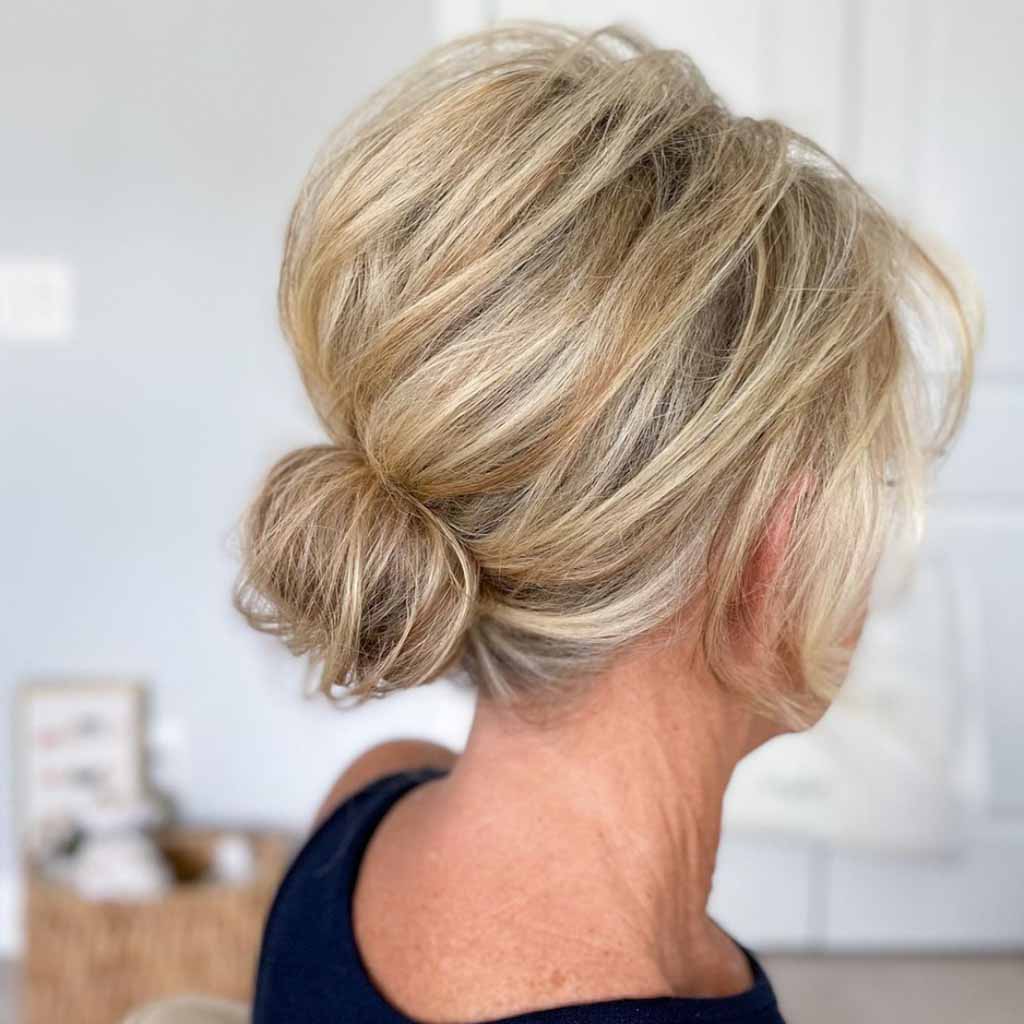 Medium Blonde Messy Low Bun