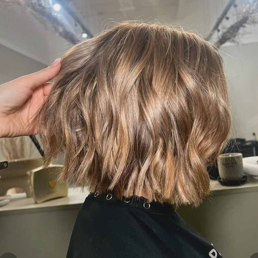Wavy Bronde Choppy Bob