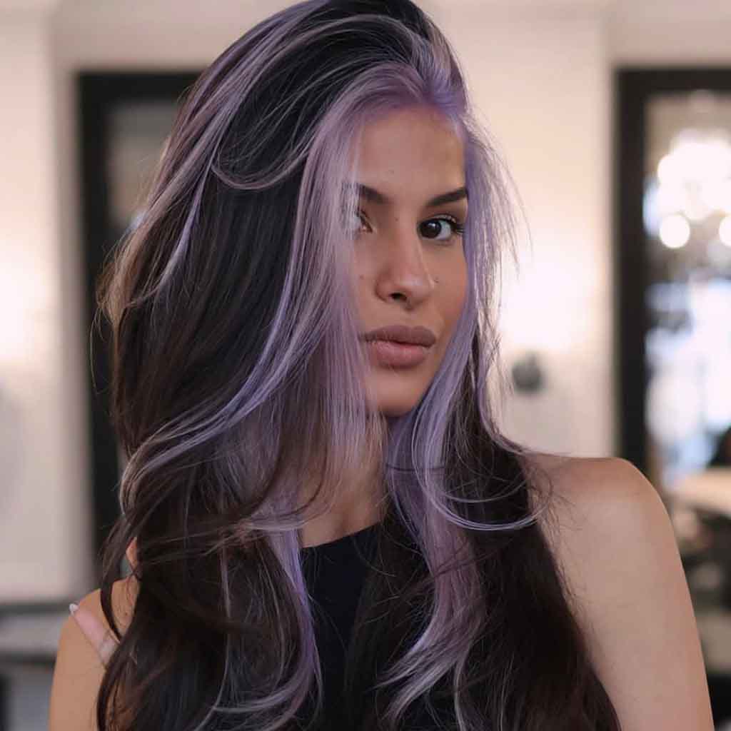 Black Hair With Lavender Highlights