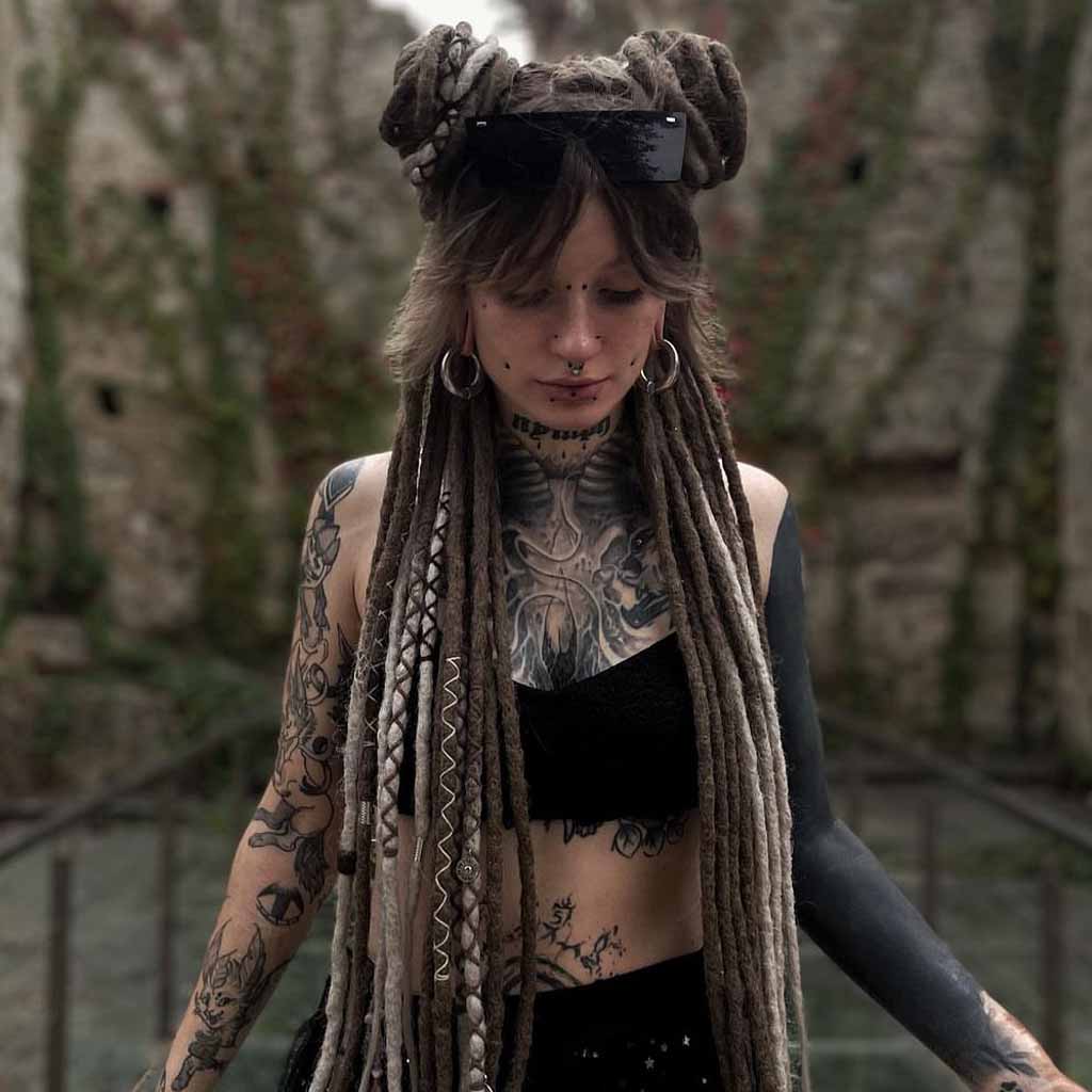Long Dreadlocks Into Space Buns