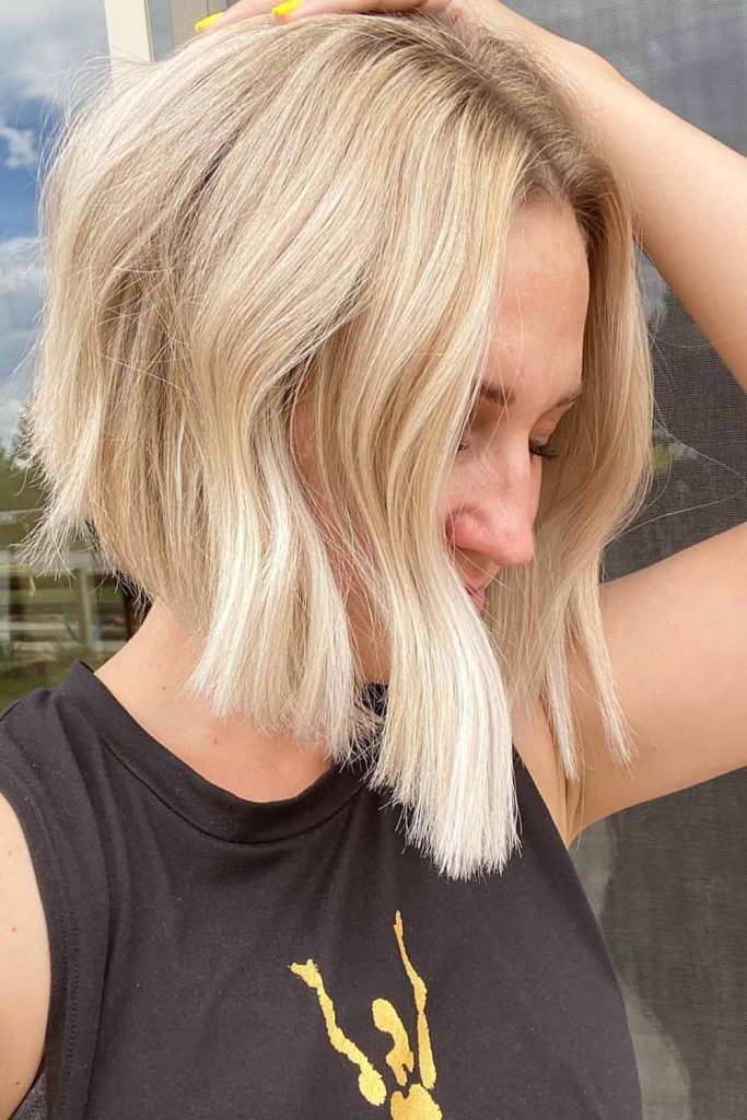 Blonde Wavy Angled Bob
