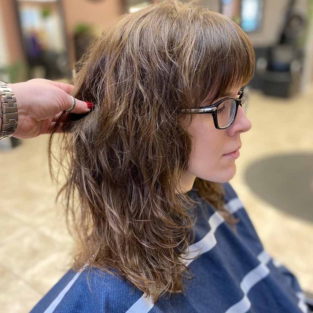 Little Gypsy Shag With Balayage and Blunt Bangs