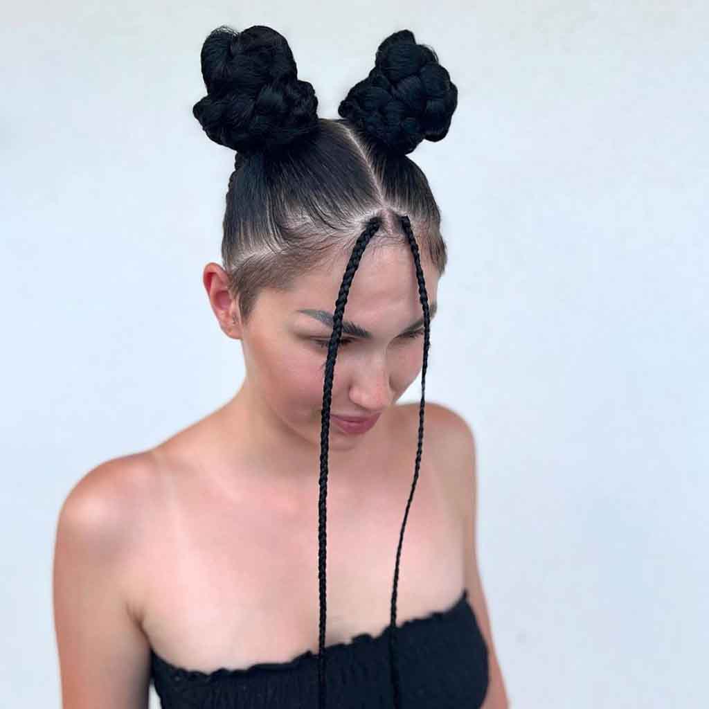 Mickey Mouse Style Braided Buns With Baby Braids