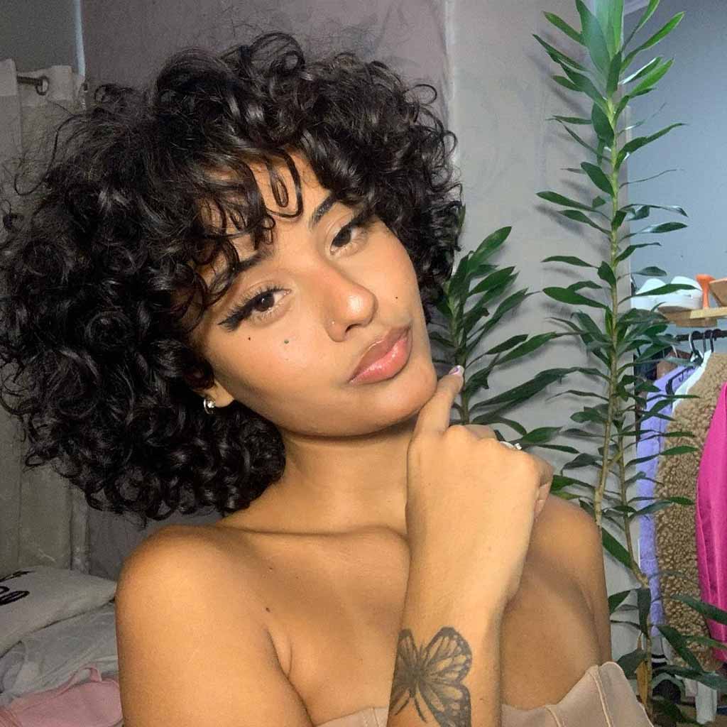 Short Curly Bob Hair With Curly Bangs