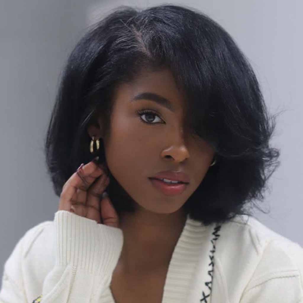 Straight Short Wavy Layered Cut Bob