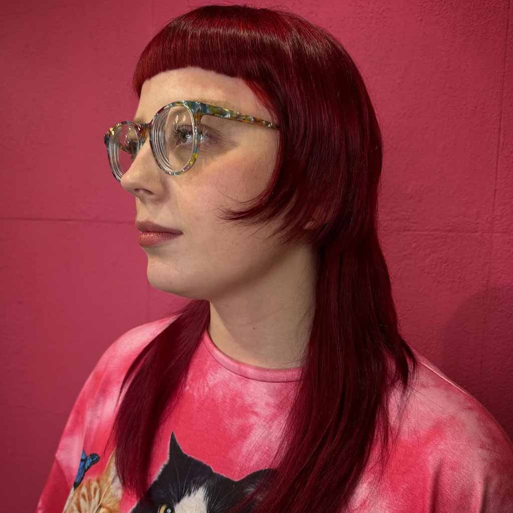 Autumn Red Hime Cut With Micro Bangs