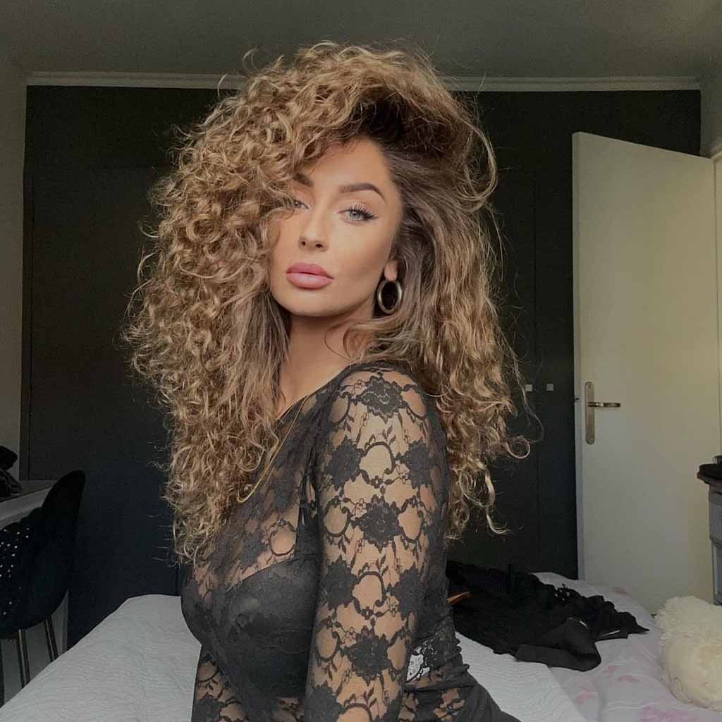 Long Caramel Brown Messy Wavy Curly Hair
