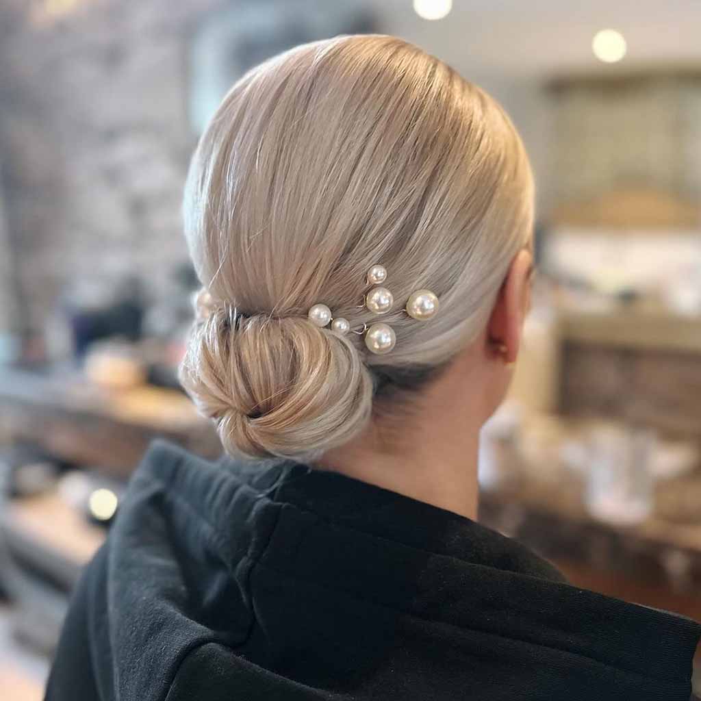 Blonde Slick Back Low Bun