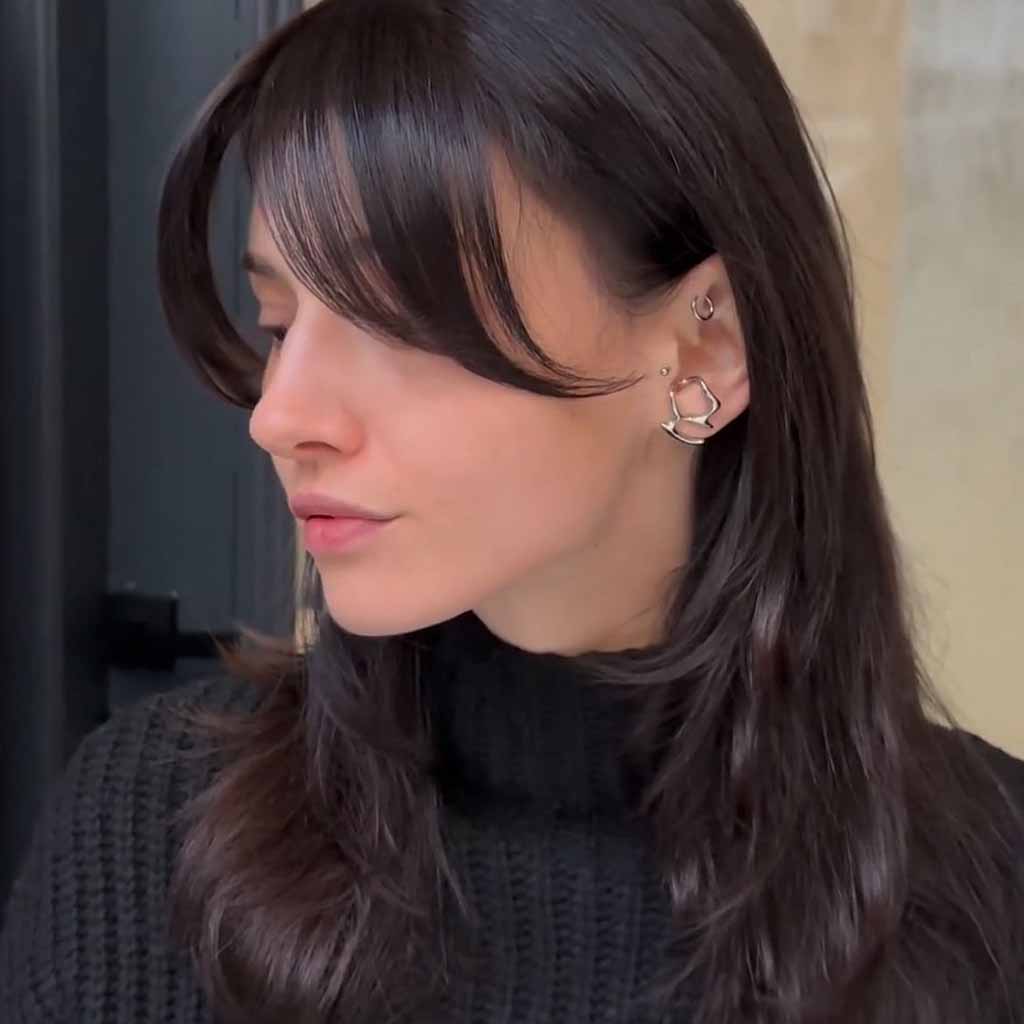 Medium Layered Cut With Curtain Bangs