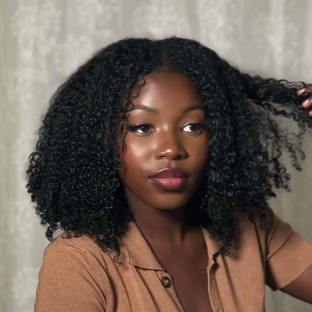 Medium Super Kinky Curly Black Hair