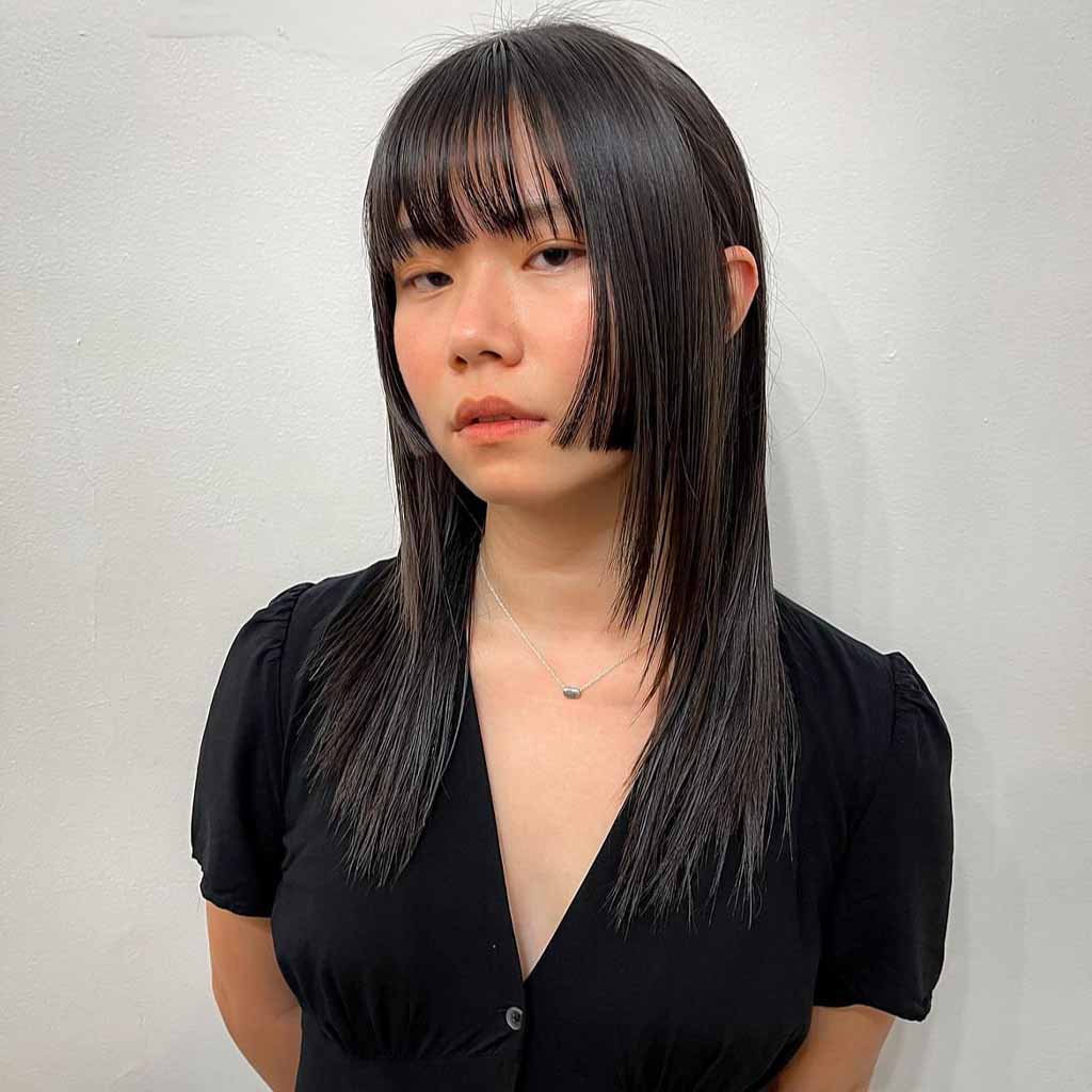 Medium Hime Cut With Choppy Bangs