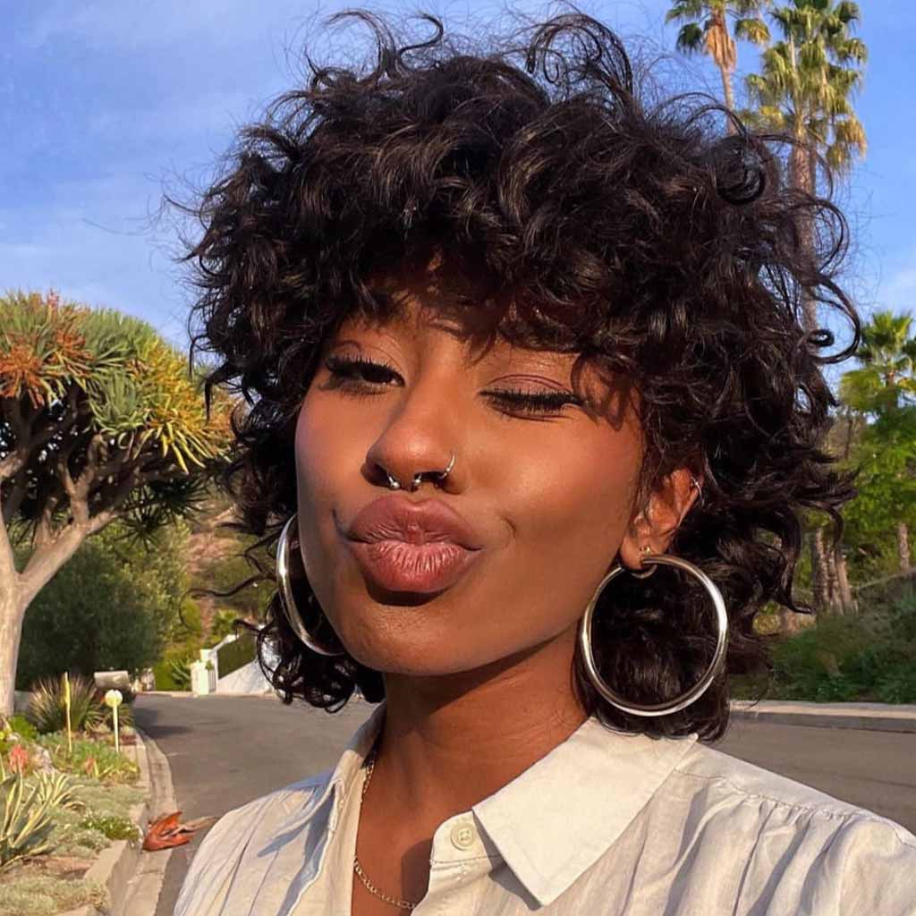 Curly Chopped Fluffy Bob Cut