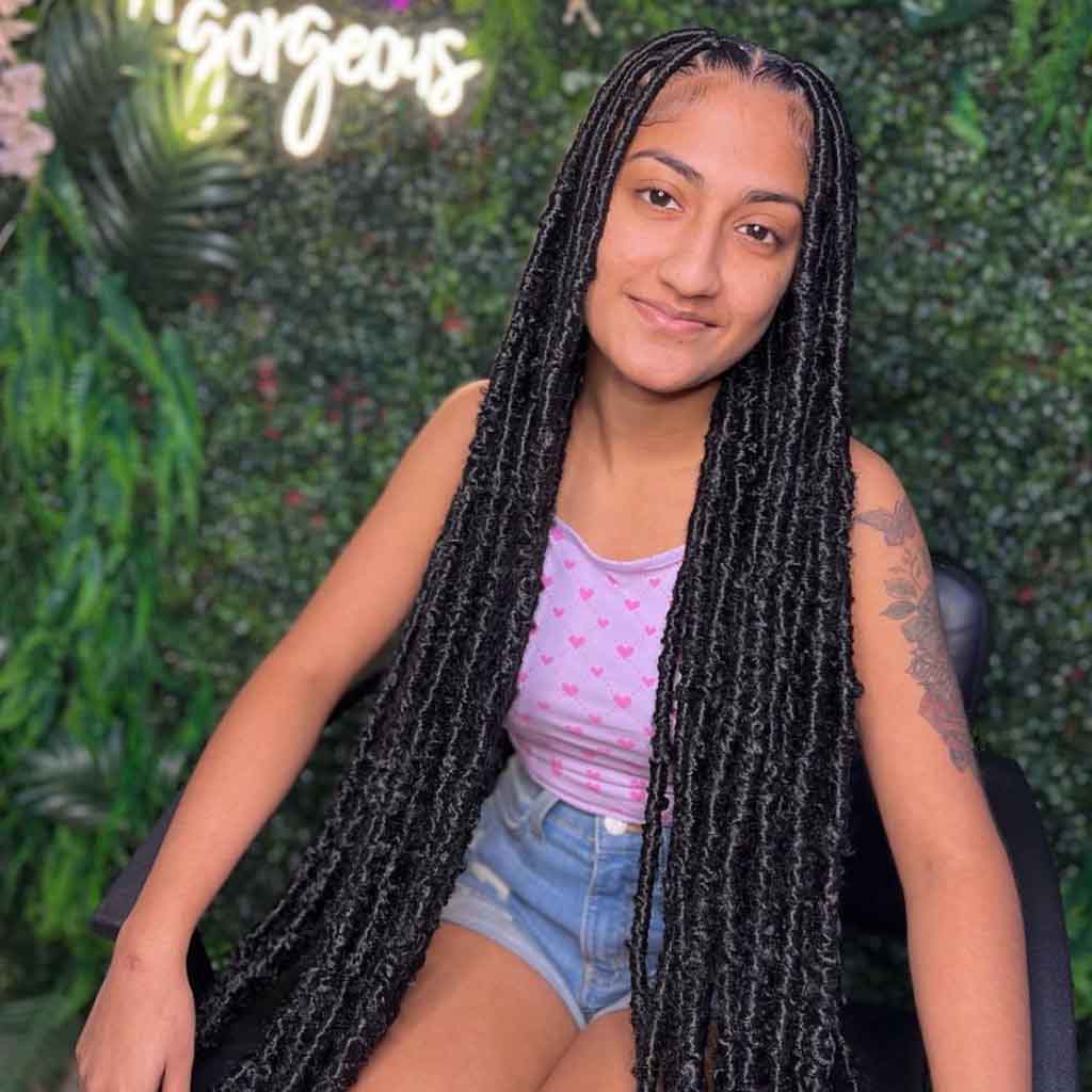 Long Black Yarn Braids