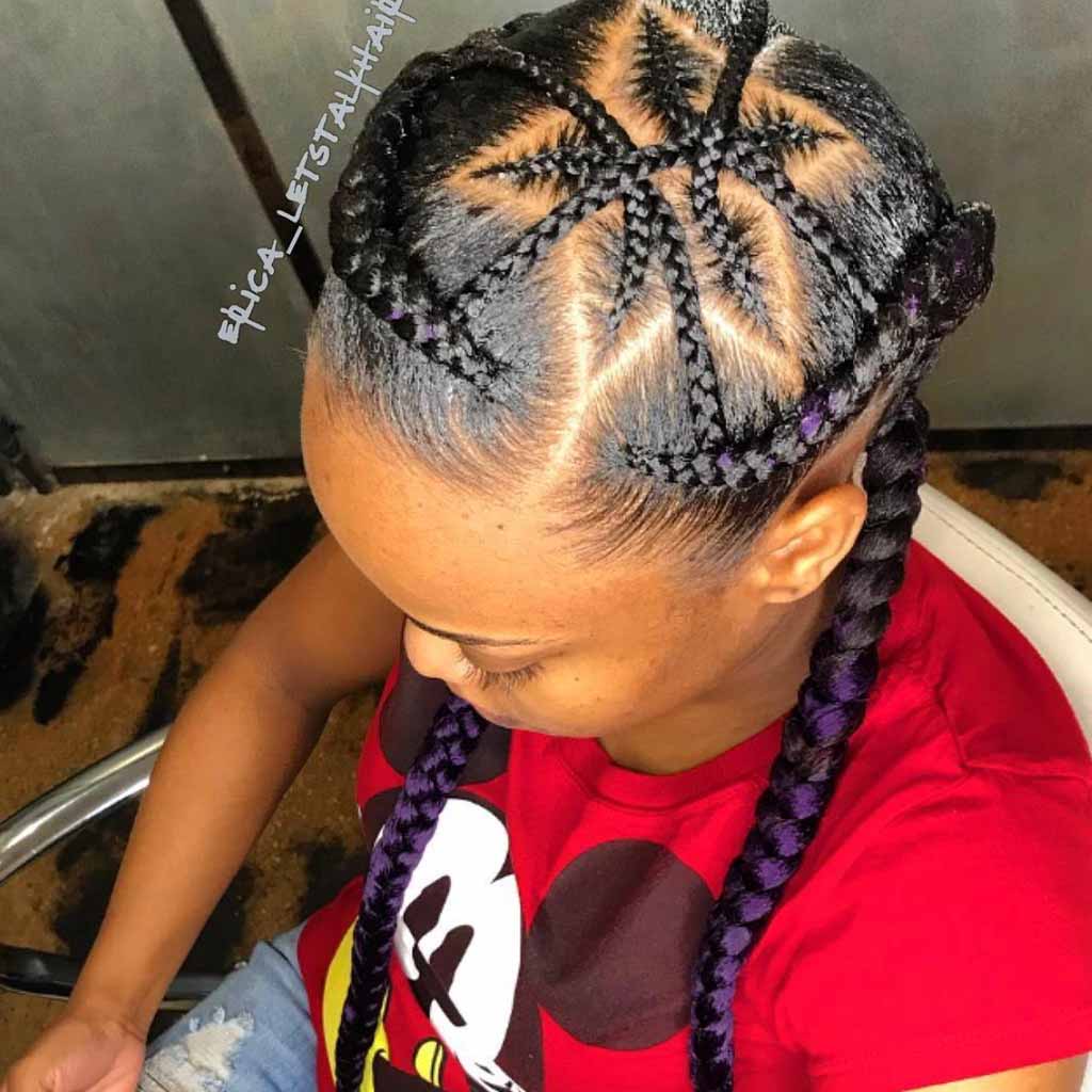 Purple Star Shaped Goddess Cornrows