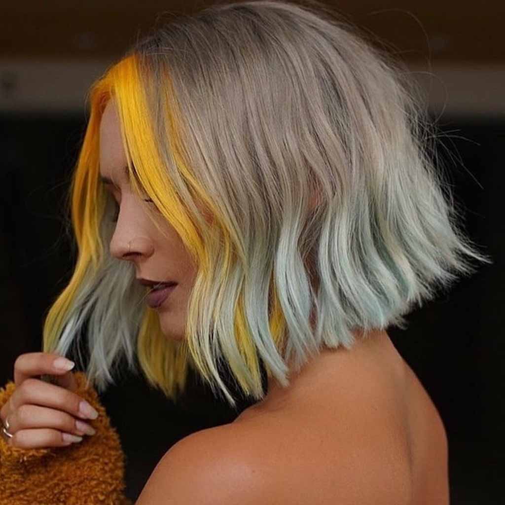 Shoulder-Length Multi-Colored Bob Cut