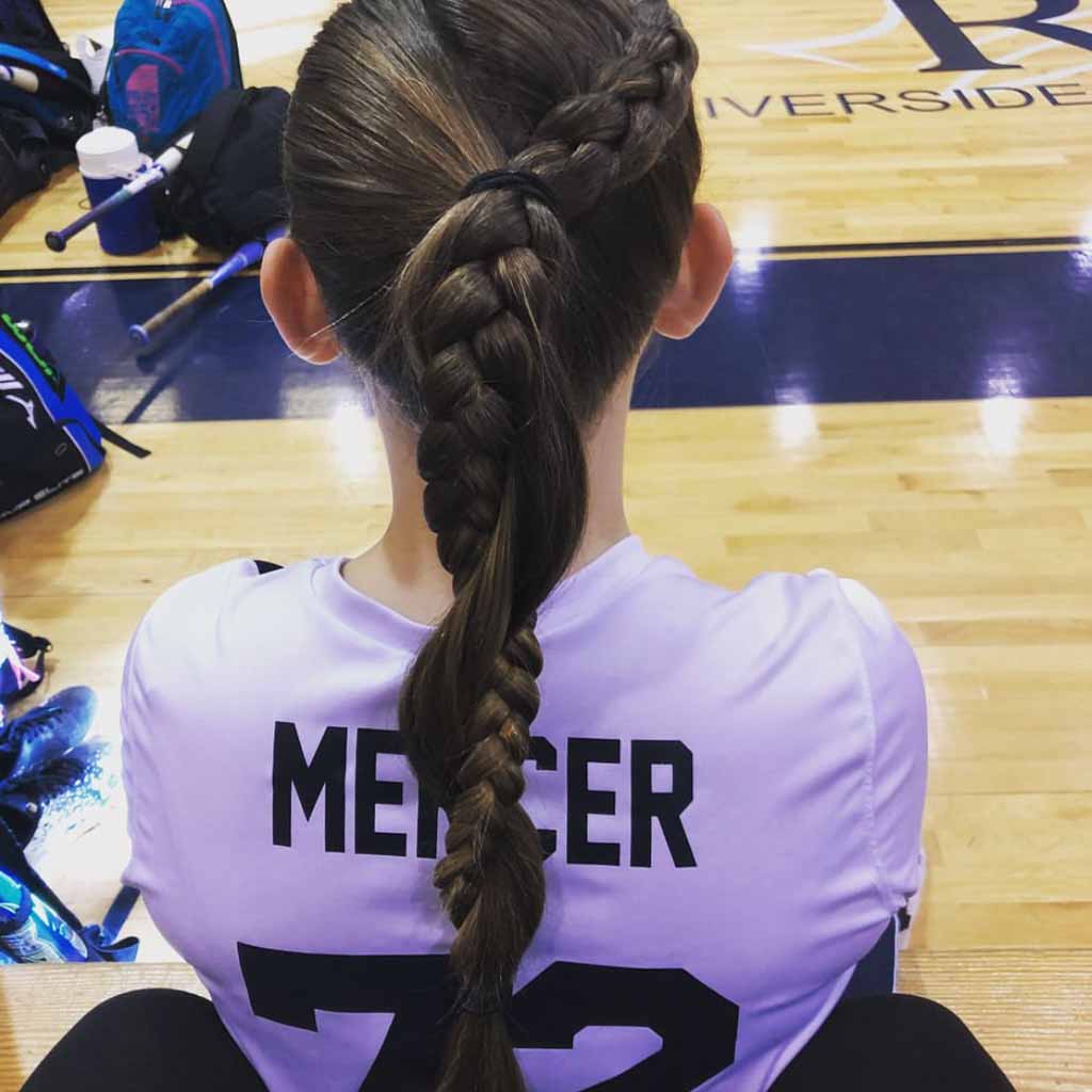 Side Dutch Braid Tied and Twisted With Ponytail