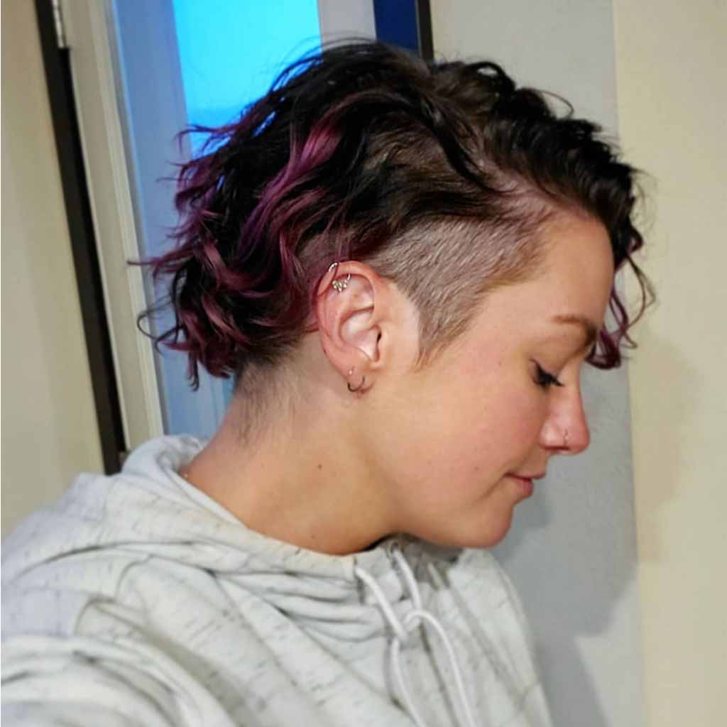 Side Swept Thin Curly Pixie Hair