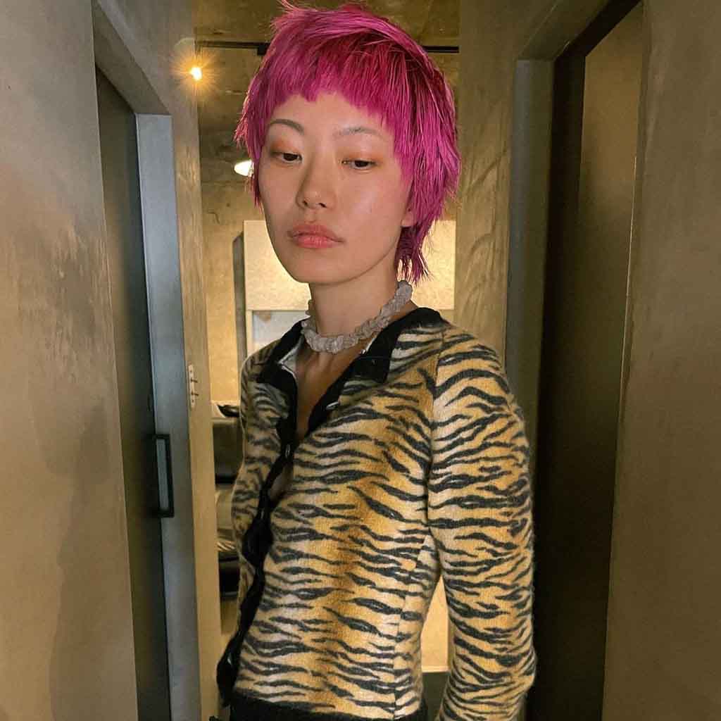 3. Very Short Pink Shag Cut With Asymmetric Micro Bangs