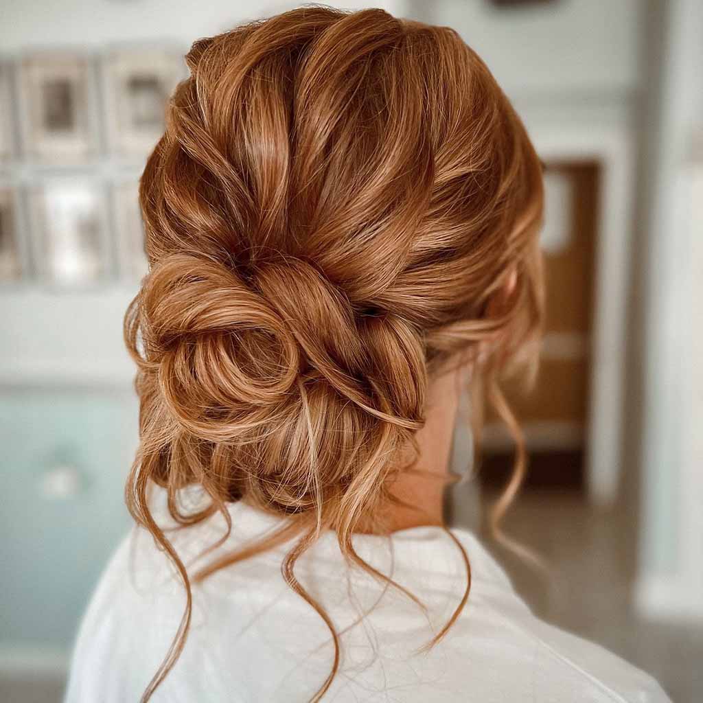 Wavy Ginger Messy Low Bun