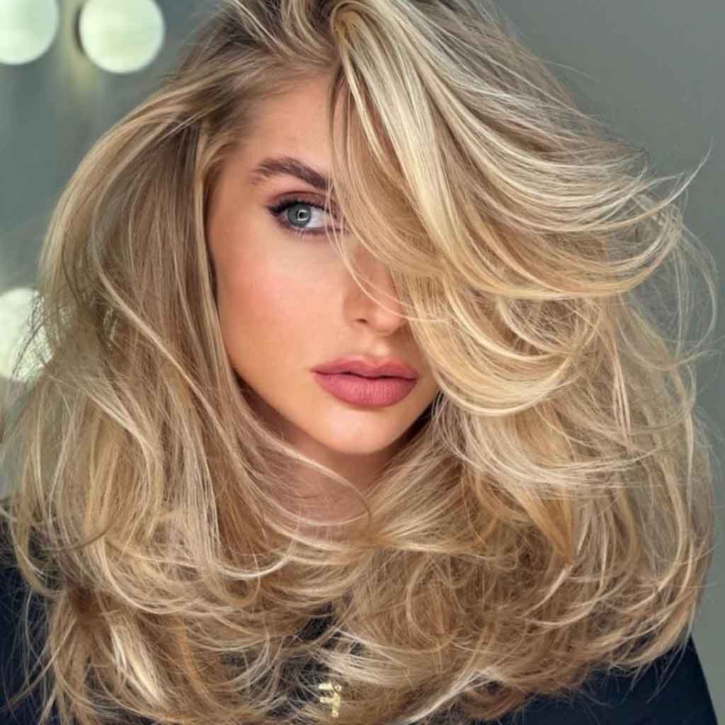 Blonde Mob Wife Blowout With Layers and Flicks